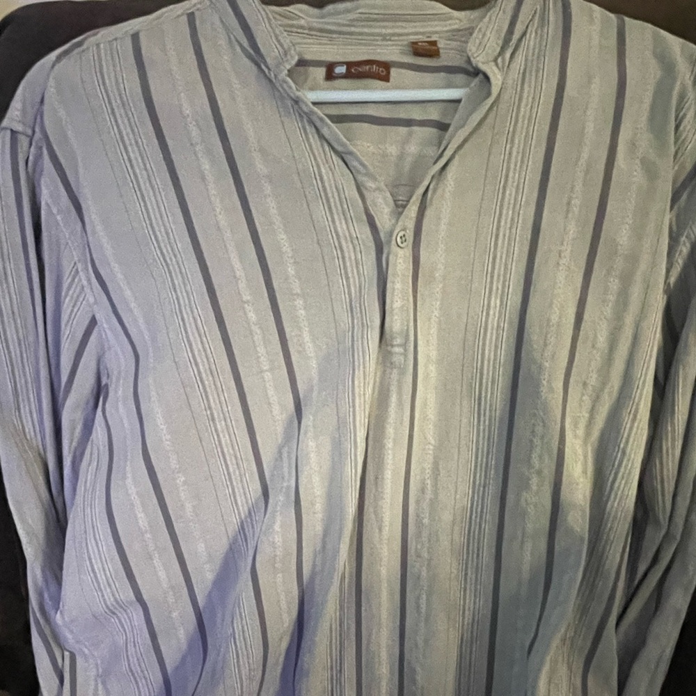 Centro men’s shirt XXL 2XL Blue cotton longsleeve
